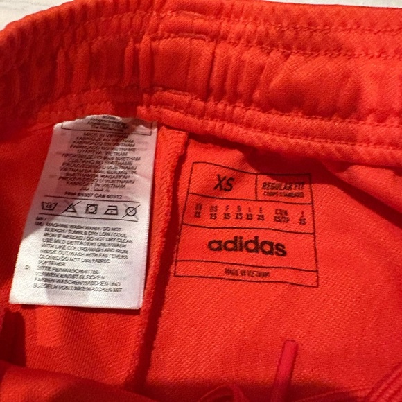 Adidas Mens Orange Joggers with White Stripes - Picture 3 of 6